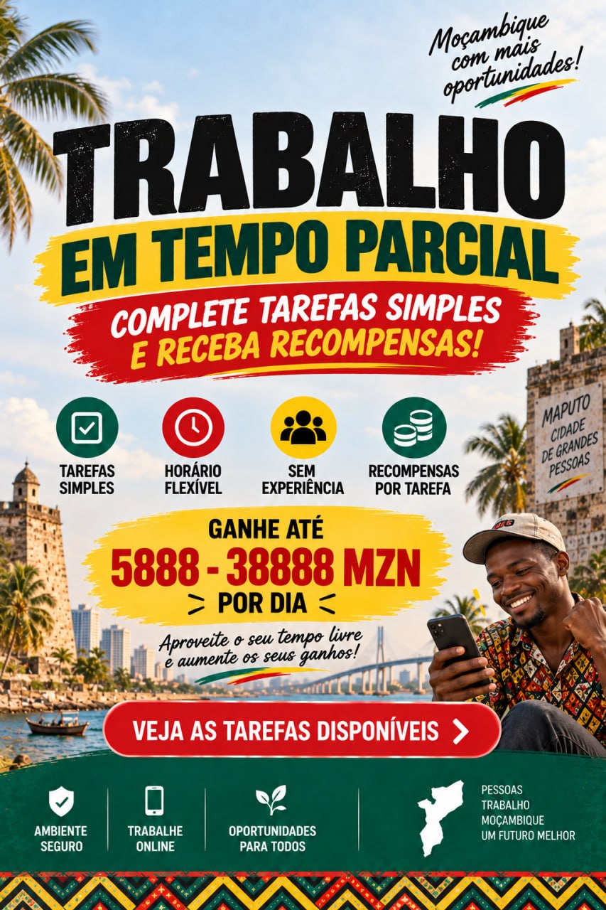 Landing page de trabalho parcial em Moçambique